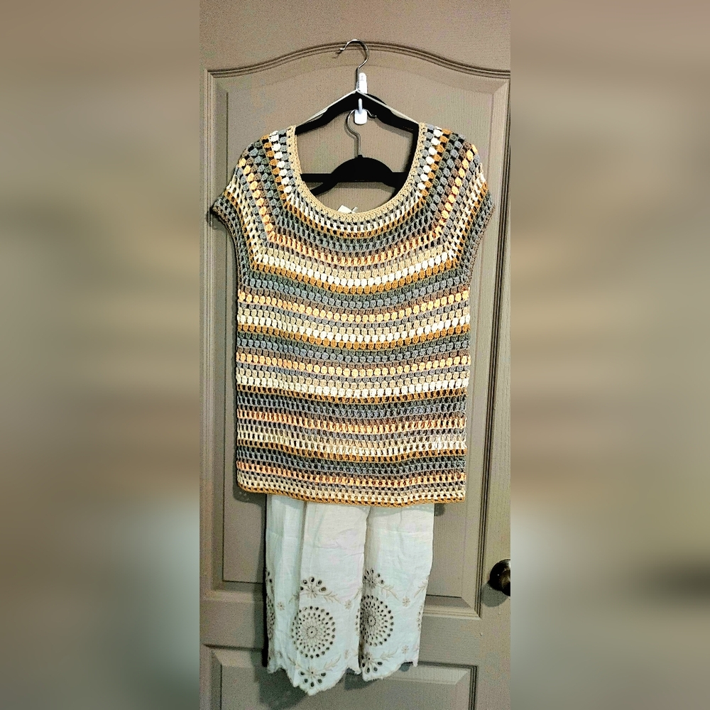 CHARLIE B Multicolor Crochet Top & pants.